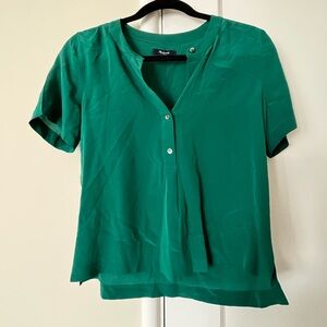 Madewell Silk Shirt in Green Size XS